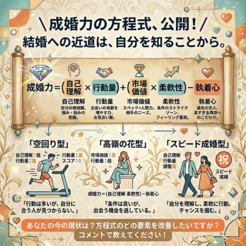 婚活がうまくいく人、いかない人の違いとは？「成婚力の方程式」を徹底解説！